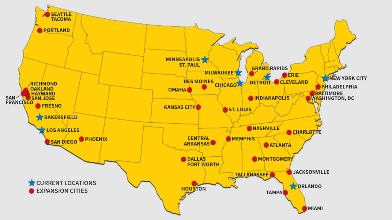 U.S. Cities with with a Cru Inner City presence