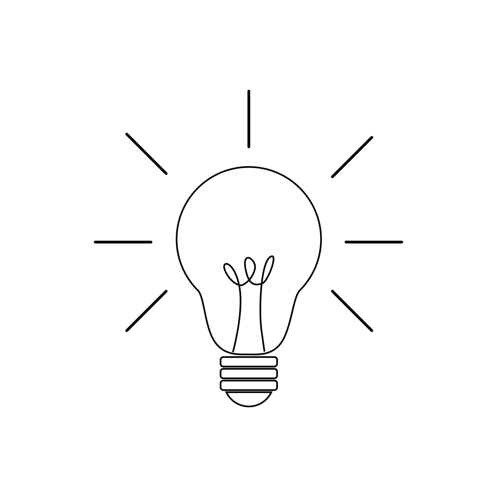 lightbulb vector icon isolated on white background creative thinking idea concept.